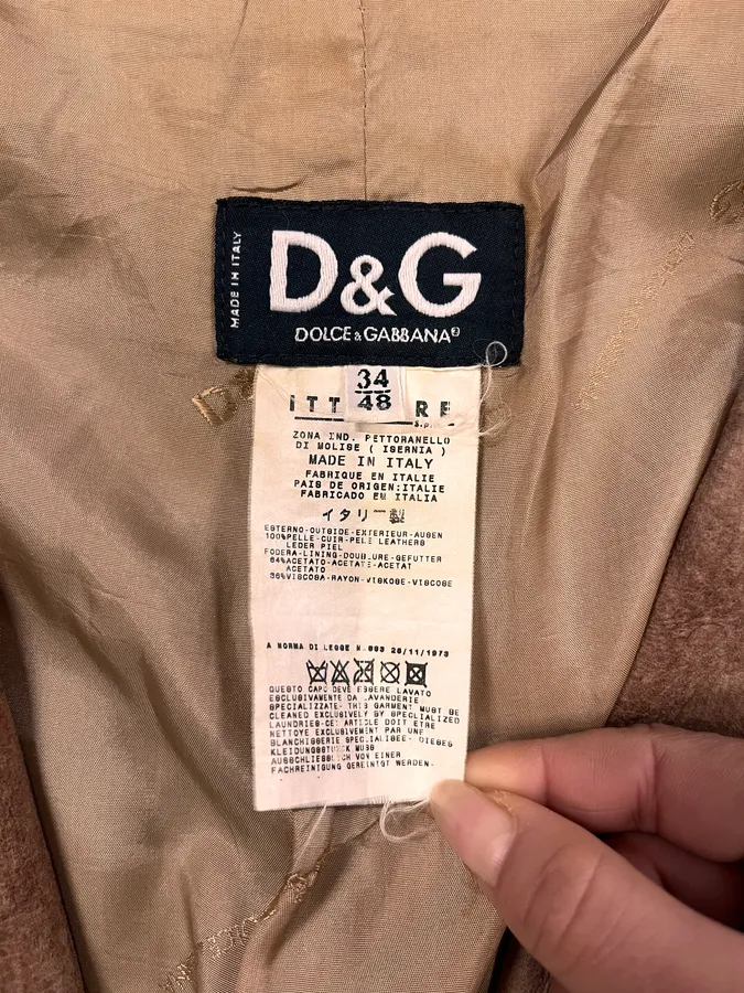 2000s Dolce & Gabbana Raw Beige Leather Blazer Jacket - Image 9