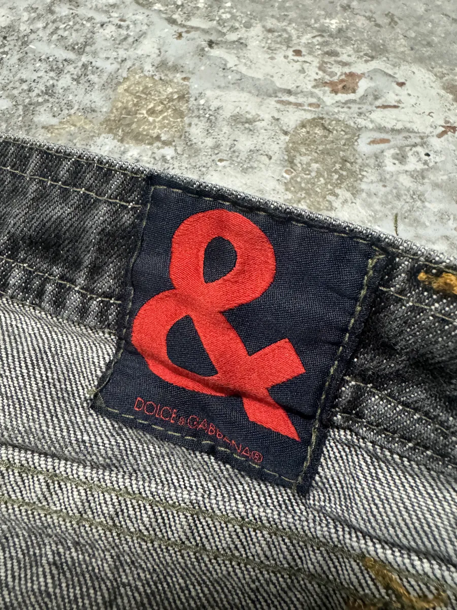 2000s Dolce & Gabbana Raw Grey Denim Jeans - Image 11