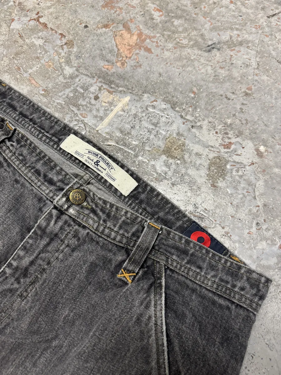 2000s Dolce & Gabbana Raw Grey Denim Jeans - Image 12