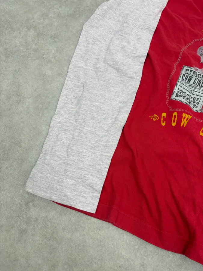 2000s Dolce & Gabbana Red Cow Girl Longsleeve T-Shirt - Image 7