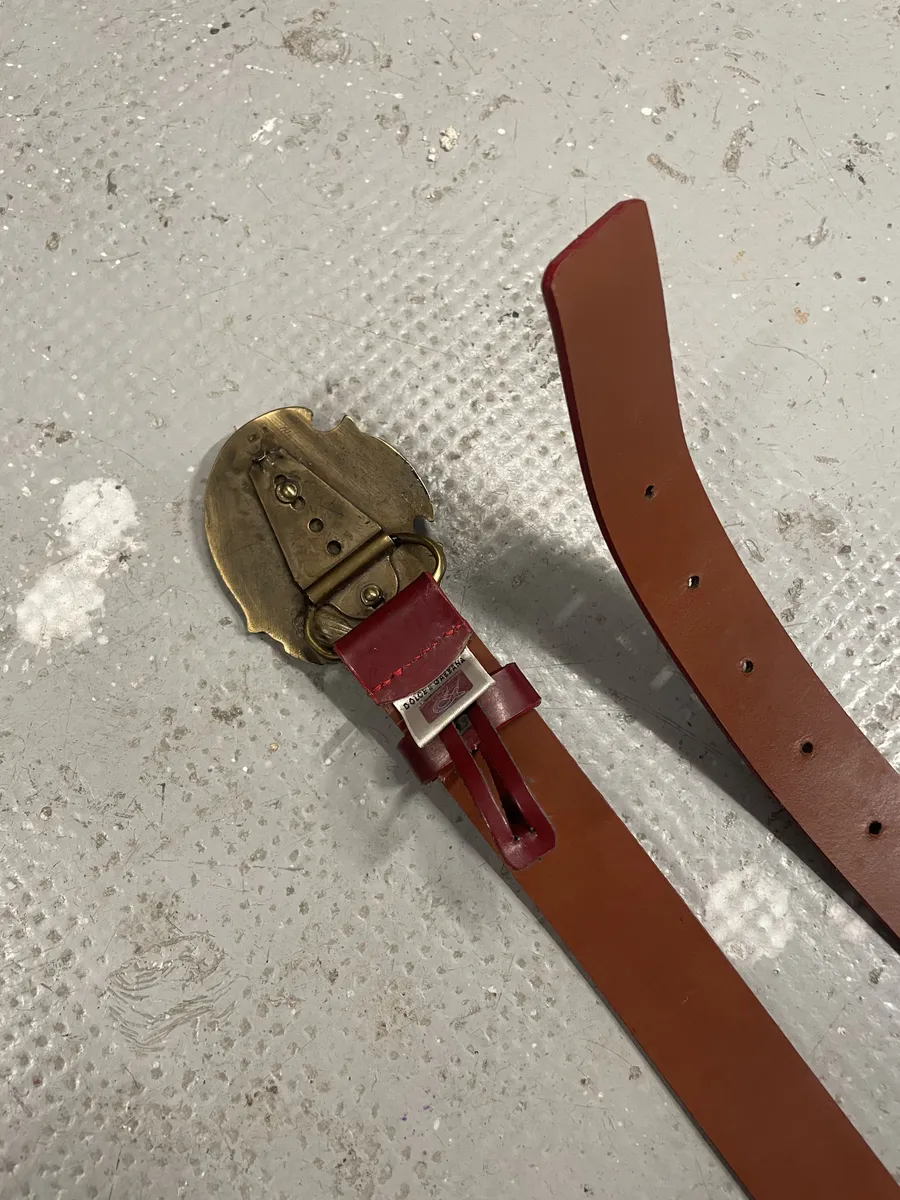 2000s Dolce & Gabbana Red Leather Moto Biker Belt - Image 4