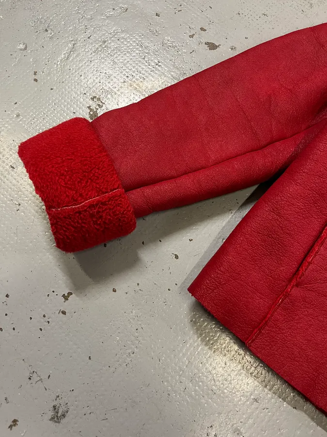 2000s Dolce & Gabbana Red Shearling Leather Jacket - Image 6
