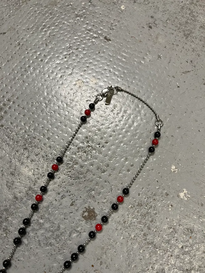 2000s Dolce & Gabbana Rosary Red & Black Beaded Cross Necklace - Image 4