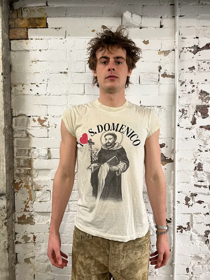 2000s Dolce & Gabbana Saint Domenico Dirty White T-Shirt - Image 2