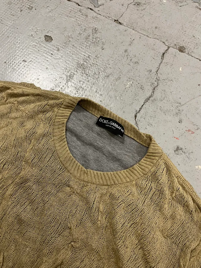 2000s Dolce & Gabbana Sandstorm Beige Relief Abstract Sweater - Image 5