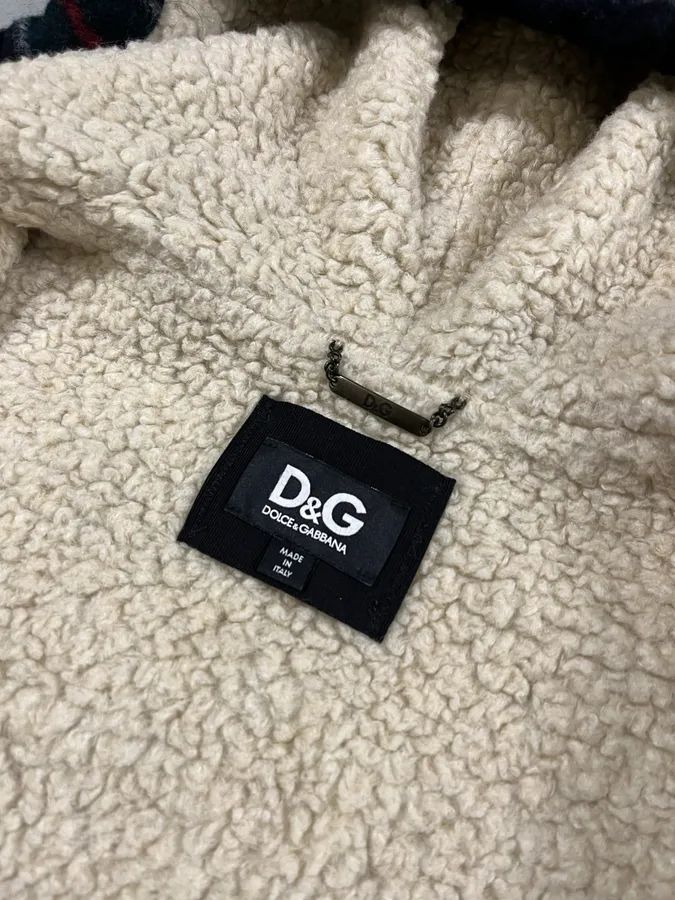 2000s Dolce & Gabbana Shearling Zip-up Tartan Wool Sweater Jacket - Image 15