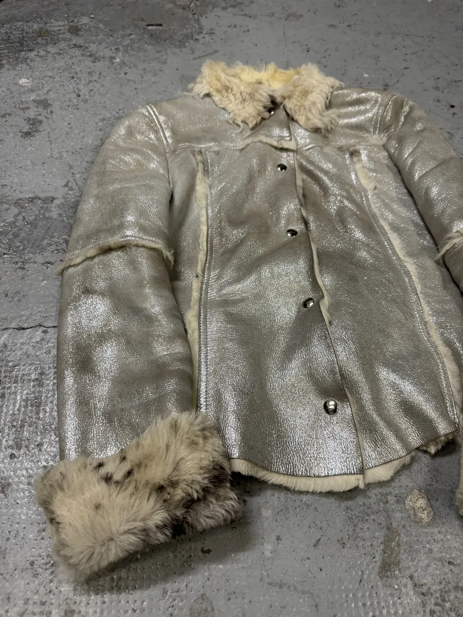 2000s Dolce & Gabbana Silver Fur Cow Astro Jacket - Image 7