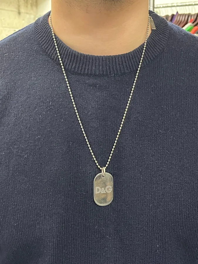 2000s Dolce & Gabbana Simple Dog Tag Necklace