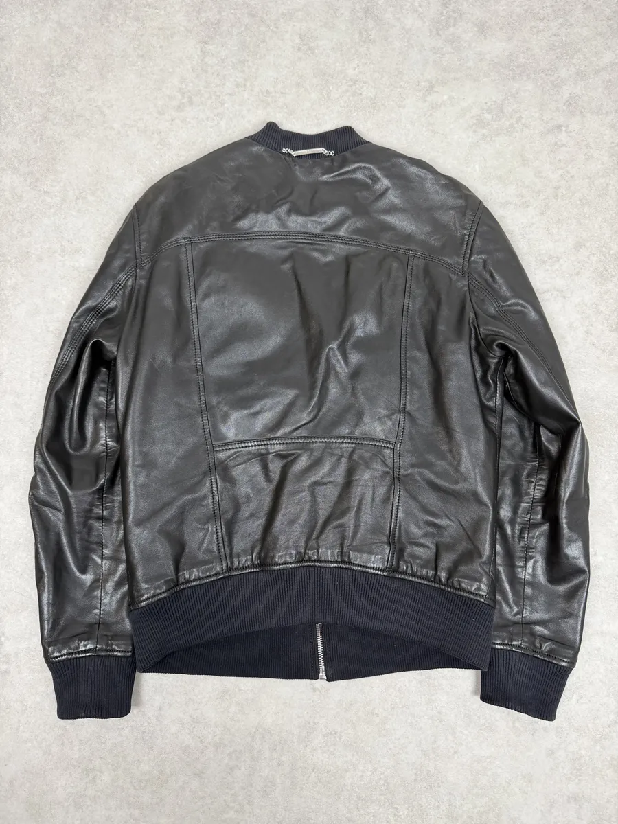 2000s Dolce & Gabbana Spy Black Leather Jacket - Image 4