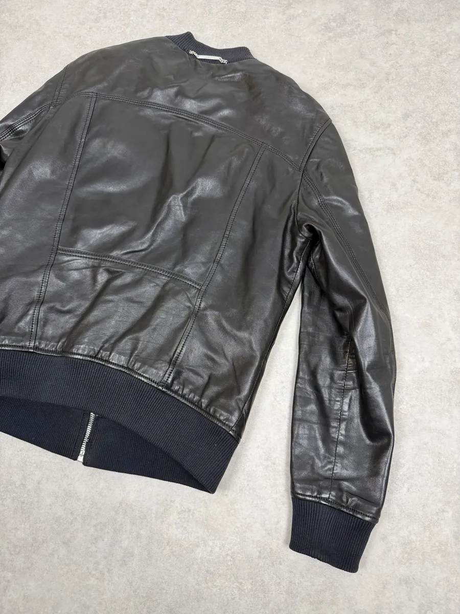 2000s Dolce & Gabbana Spy Black Leather Jacket - Image 5