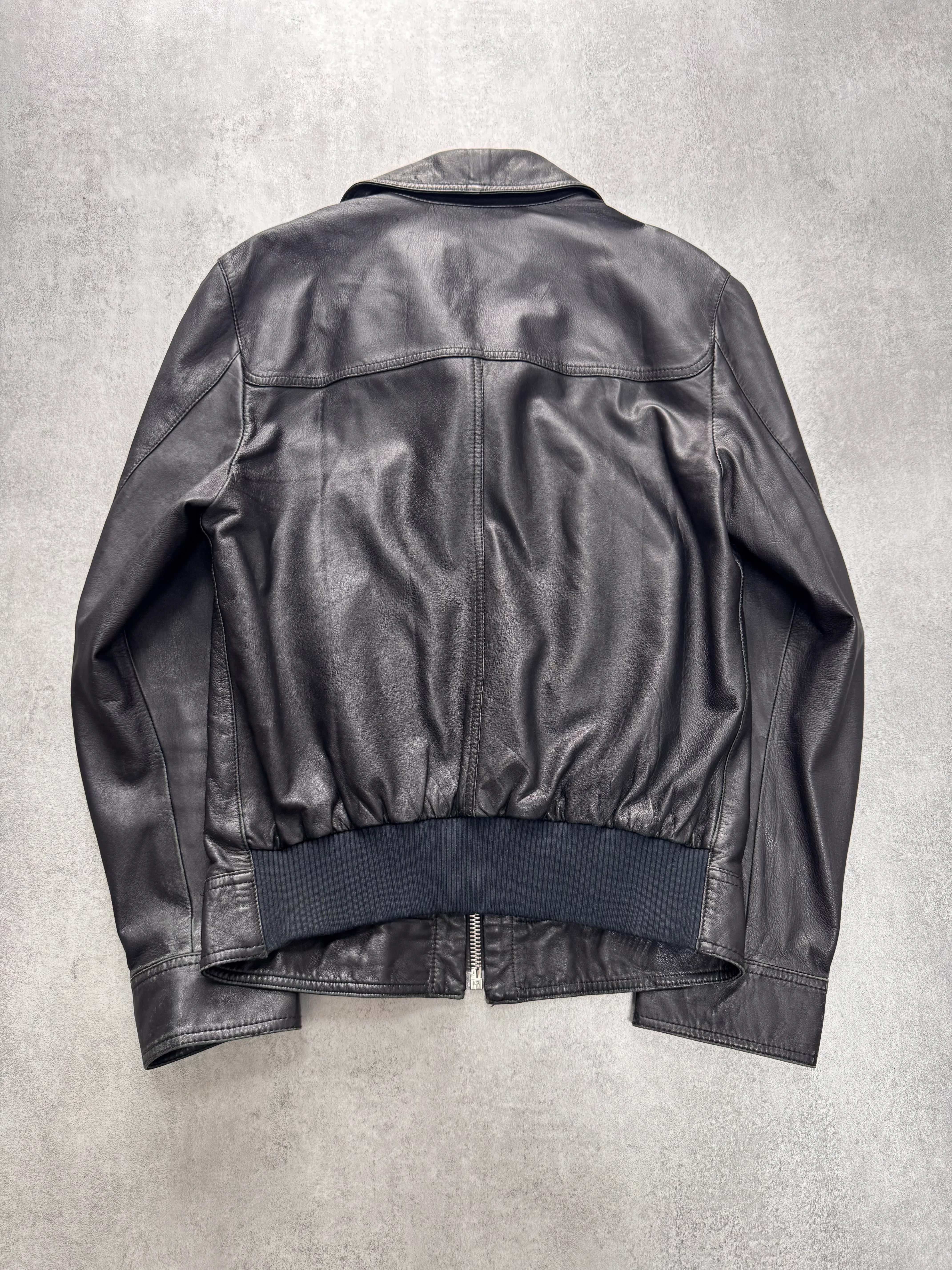 2000s Dolce & Gabbana Spy Black Leather Jacket - Image 3