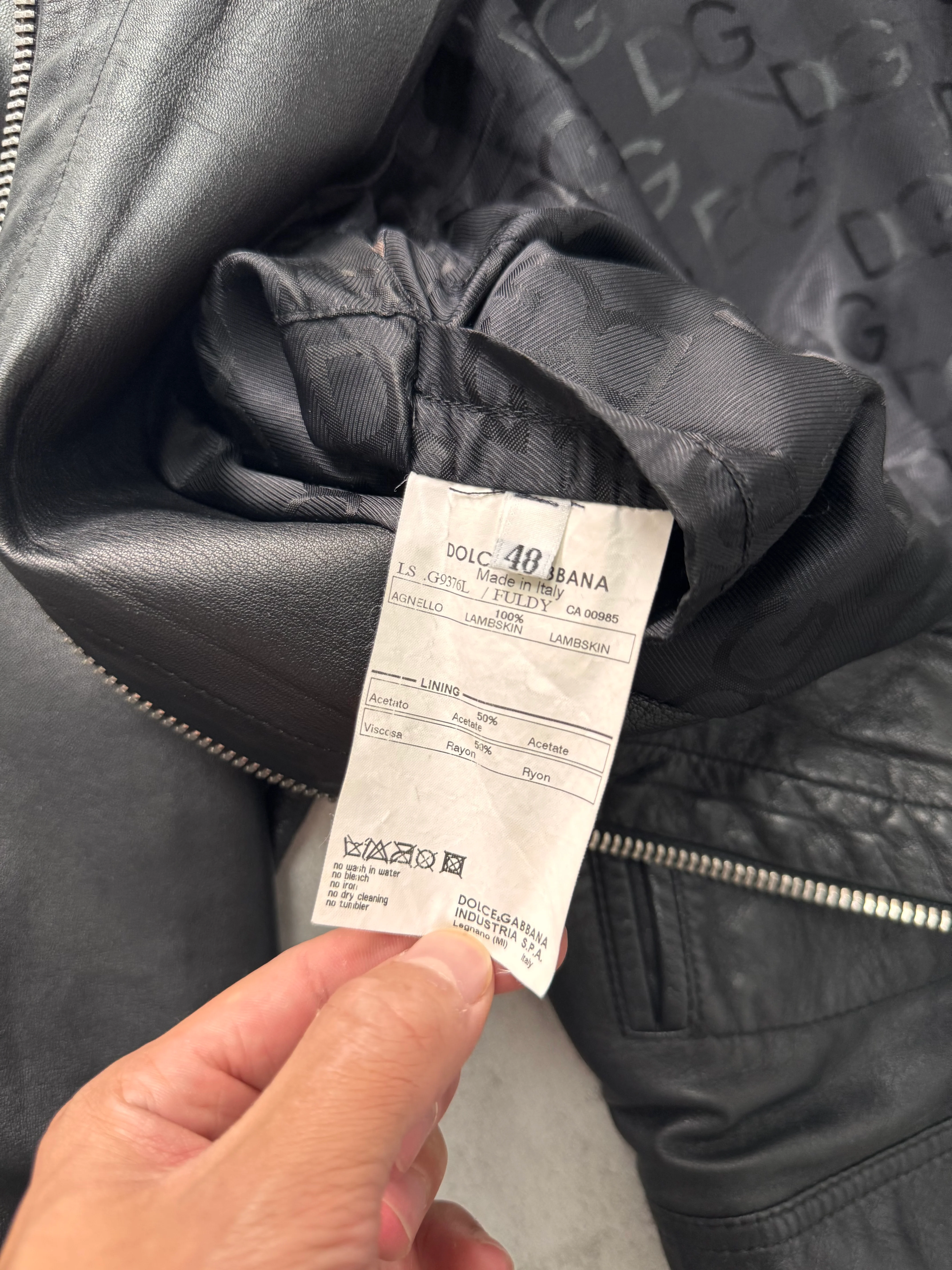 2000s Dolce & Gabbana Spy Black Leather Jacket - Image 6