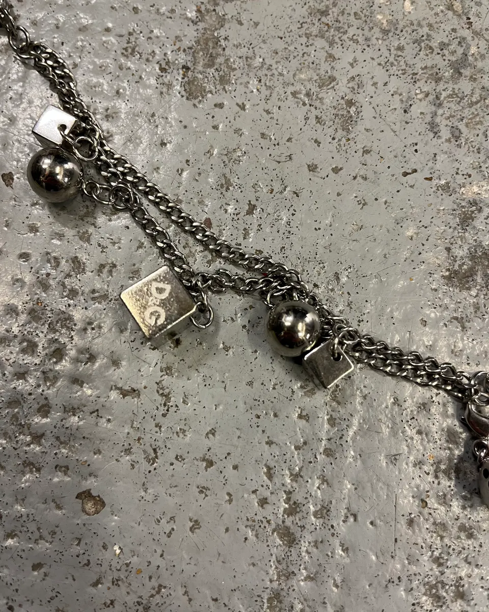 2000s Dolce & Gabbana Stainless Still Metal Charm Bracelet - Image 5