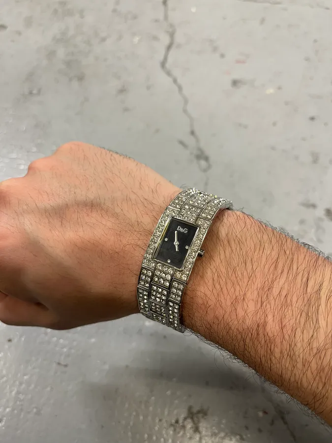 2000s Dolce & Gabbana Strass Grey Embellished Watch - Image 2