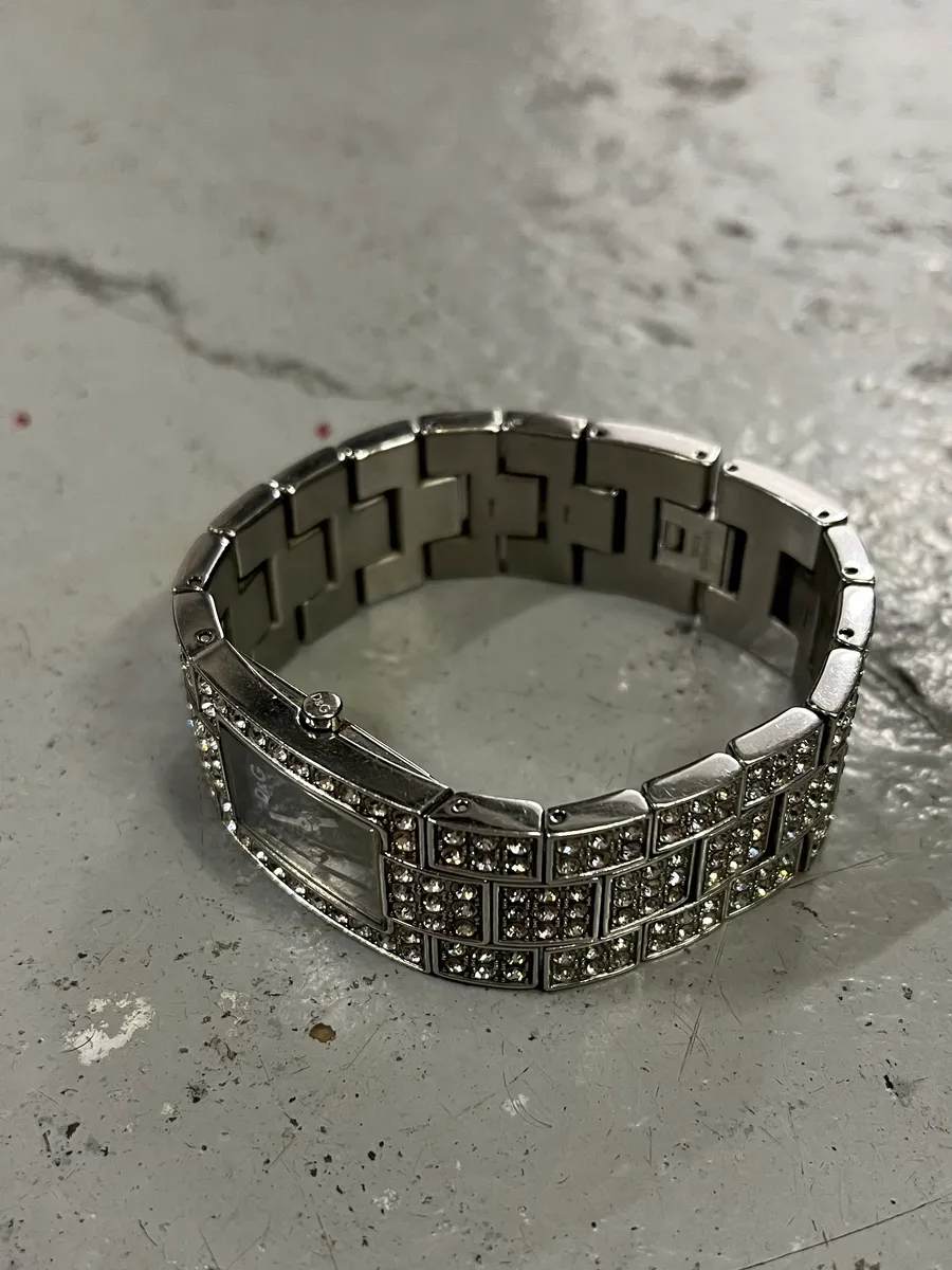2000s Dolce & Gabbana Strass Grey Embellished Watch - Image 4