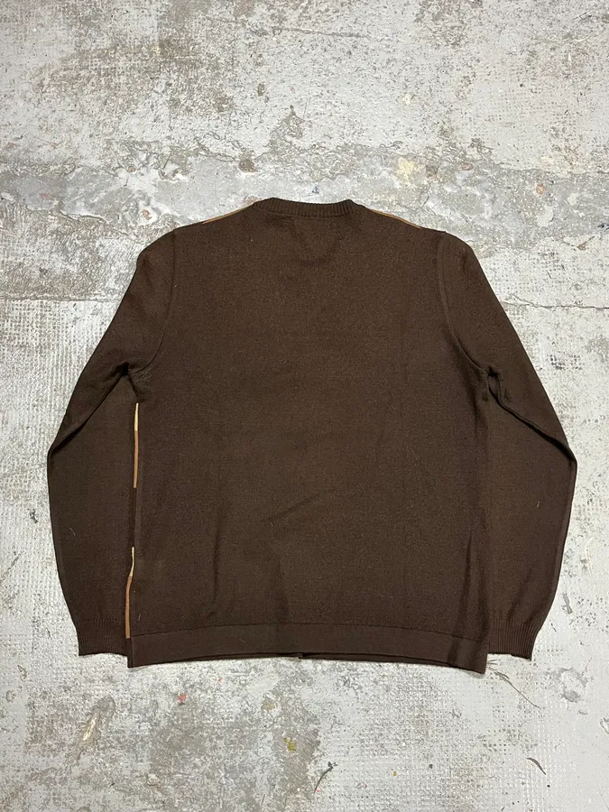2000s Dolce & Gabbana Stripes V-Neck Brown Sweater - Image 6