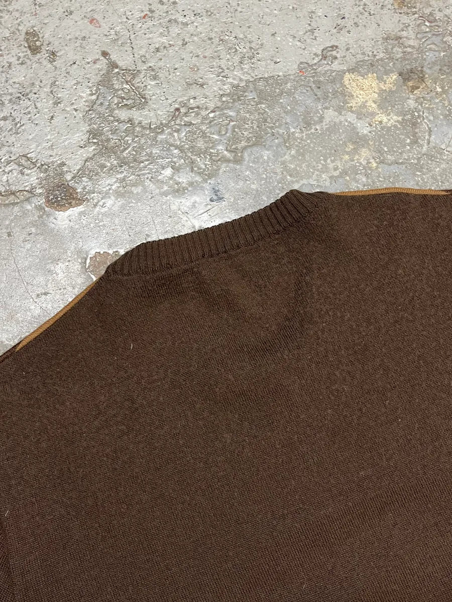 2000s Dolce & Gabbana Stripes V-Neck Brown Sweater - Image 7