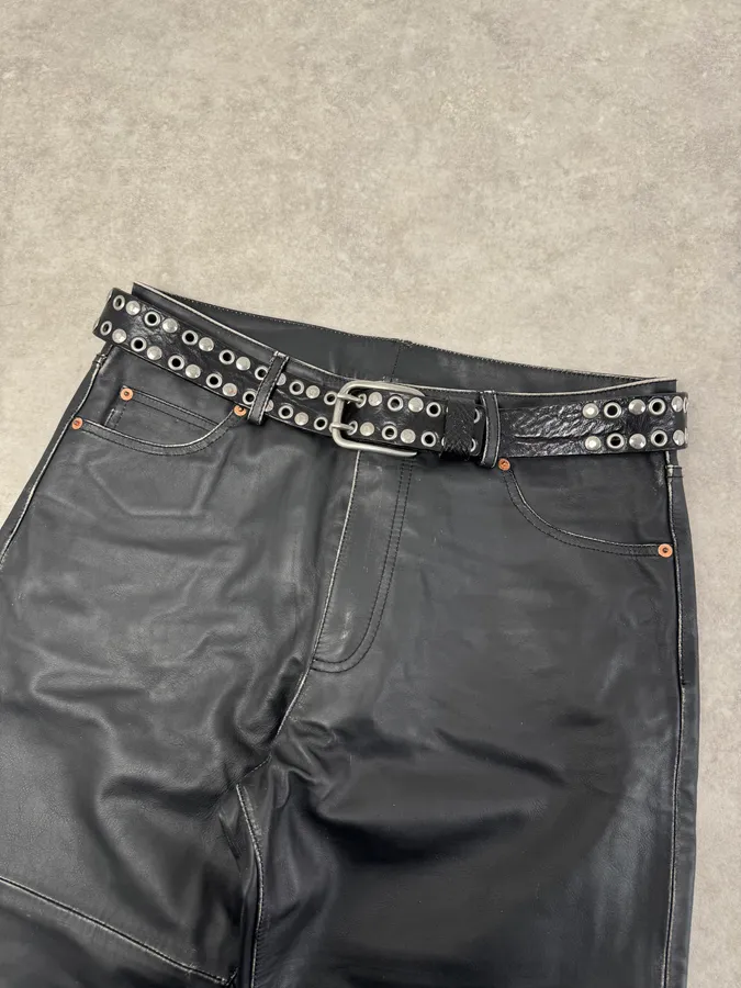 2000s Dolce & Gabbana Studded Black Leather Belt - Image 2