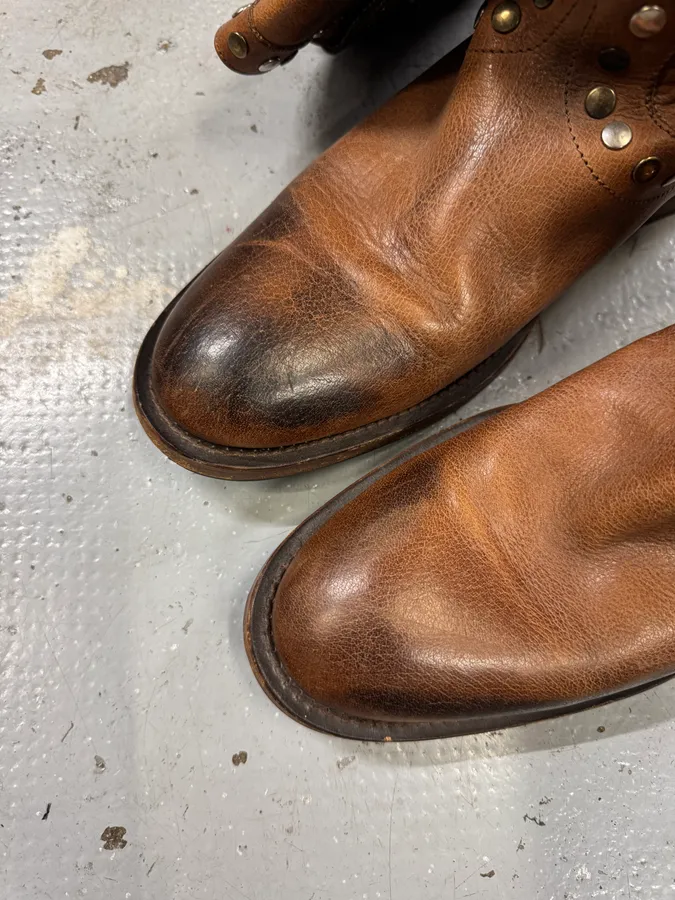 2000s Dolce & Gabbana Studded Brown Leather Boots - Image 4