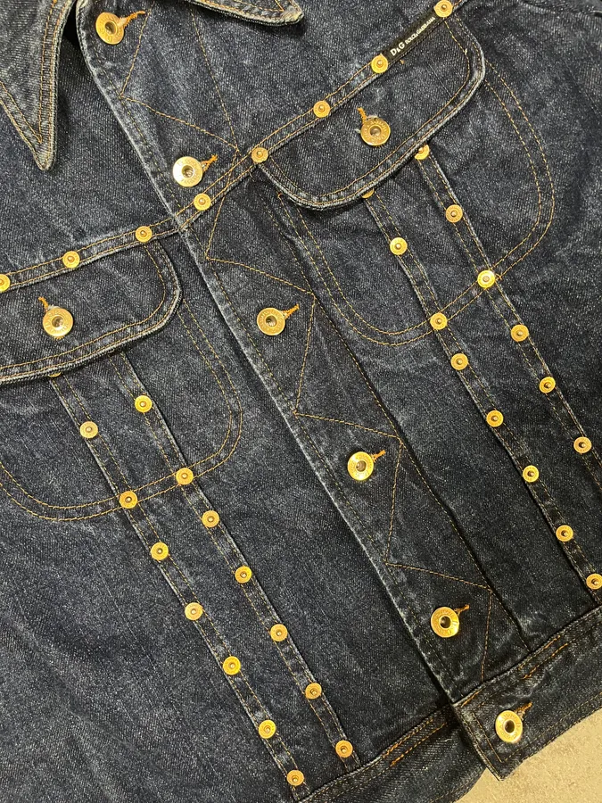 2000s Dolce & Gabbana Studded Faded Denim Jacket - Image 10