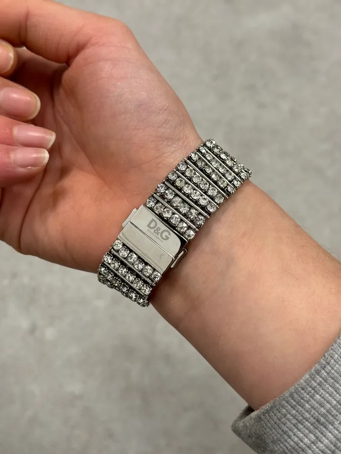 2000s Dolce & Gabbana Swaroski Grey Strass Watch - Image 4
