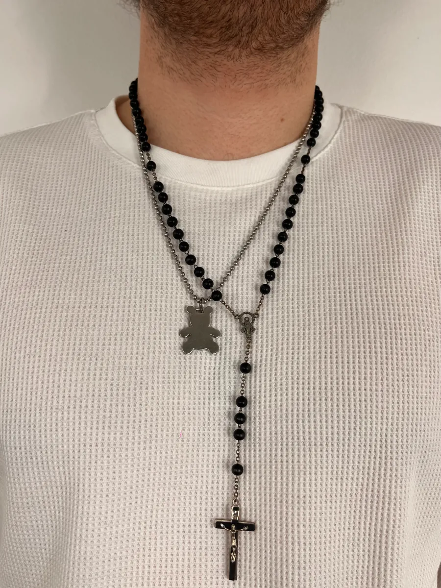 2000s Dolce & Gabbana Teddy Bear Grey Necklace - Image 2