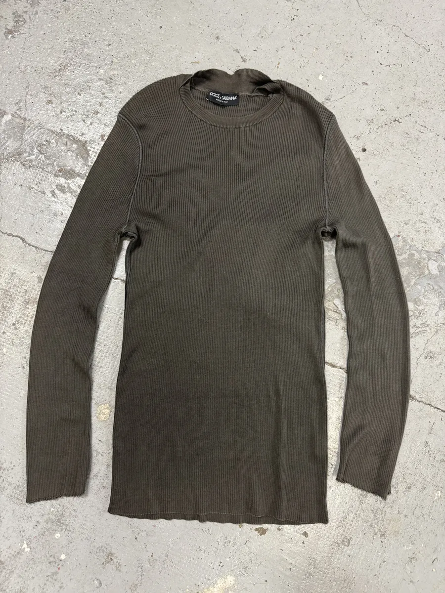 2000s Dolce & Gabbana Tern Green Knit Sweater - Image 3