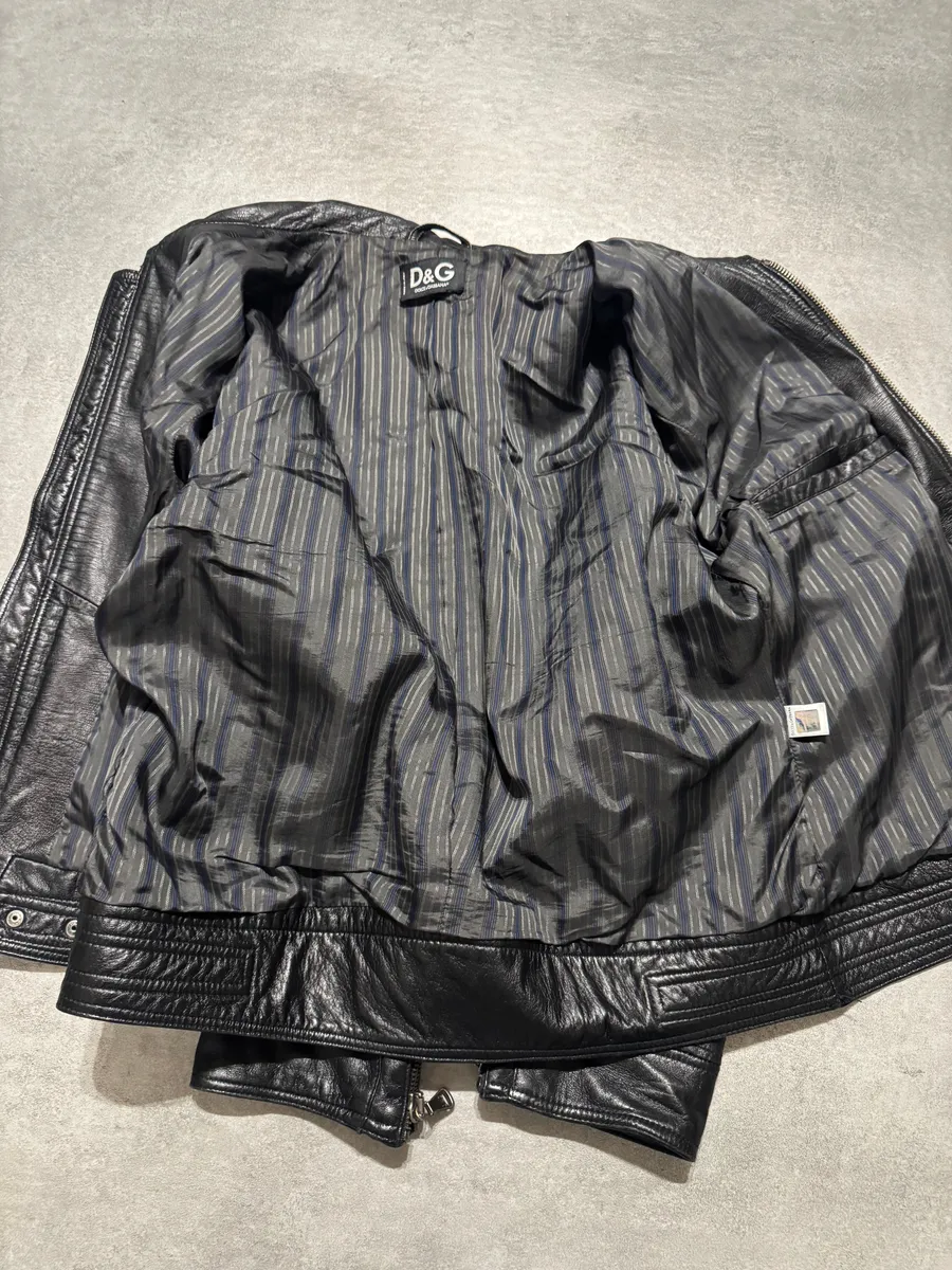 SS2005 Dolce & Gabbana Textured Black Leather Jacket - Image 11