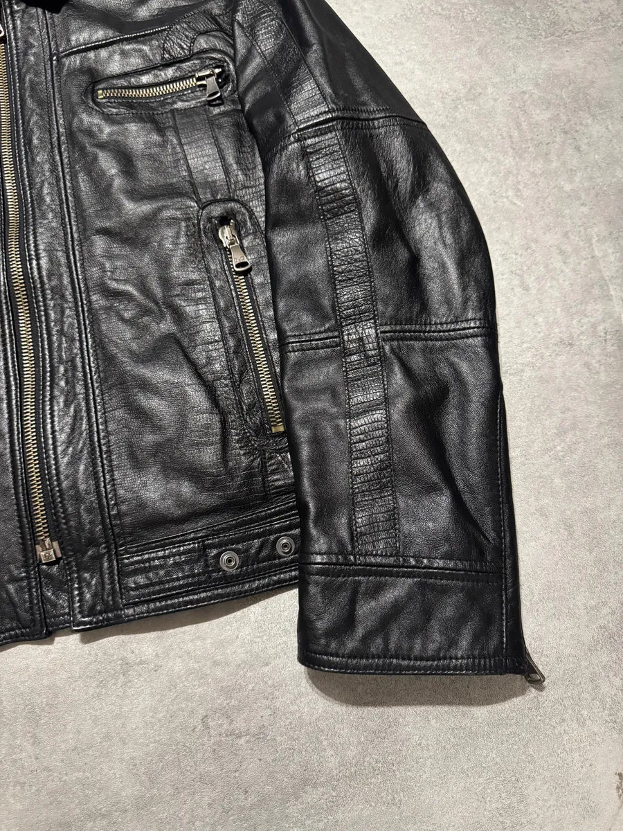SS2005 Dolce & Gabbana Textured Black Leather Jacket - Image 5