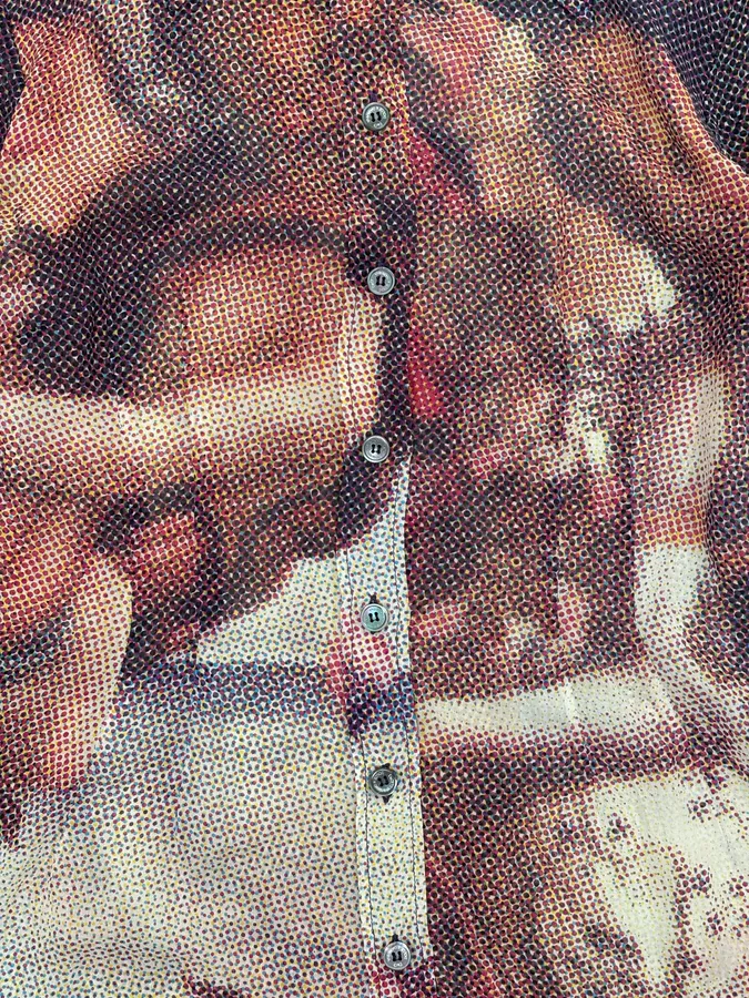 2000s Dolce & Gabbana The Birth of Venus Pixel Silk Shirt - Image 8