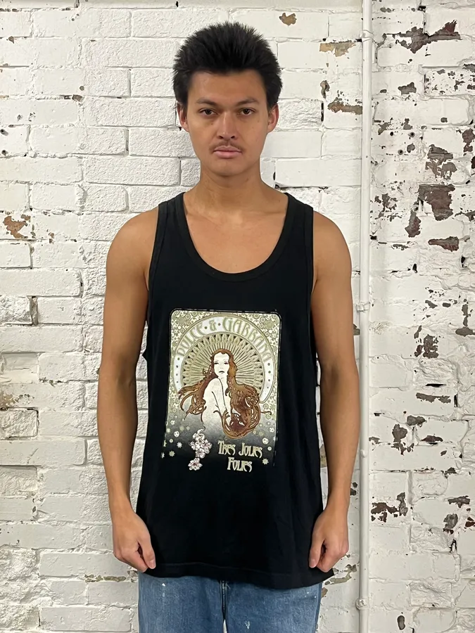2000s Dolce & Gabbana Très Jolies Folies Black Tank Top - Image 2
