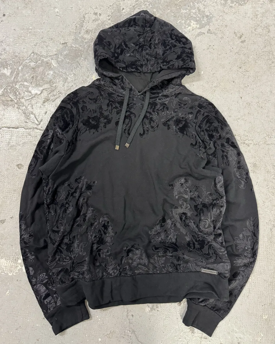 2000s Dolce & Gabbana Tribal Dark Shadow Relief Hoodie
