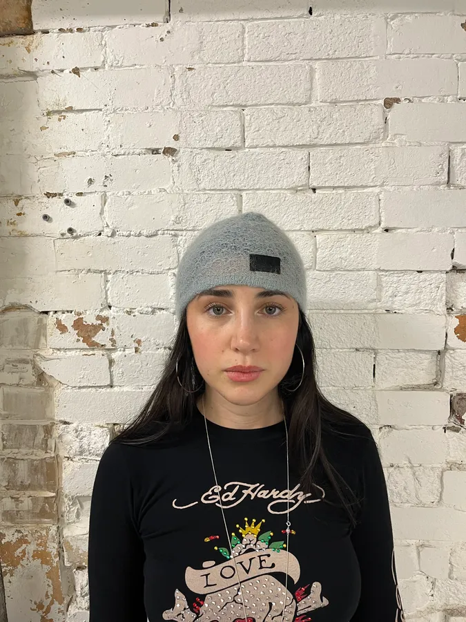 2000s Dolce & Gabbana Turquoise Mohair Beanie - Image 3