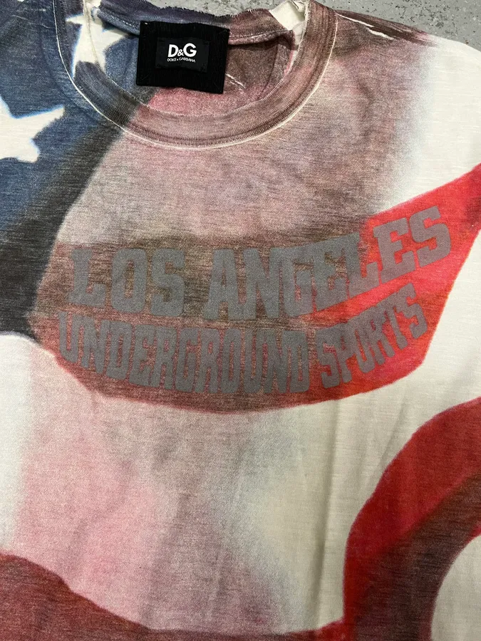 2000s Dolce & Gabbana US Flag T-Shirt - Image 6
