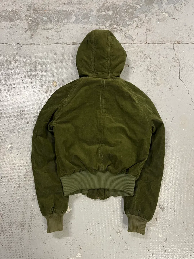 2000s Dolce & Gabbana Velvet Officer Green Buttoned Fur Hooded Jacket - Image 7