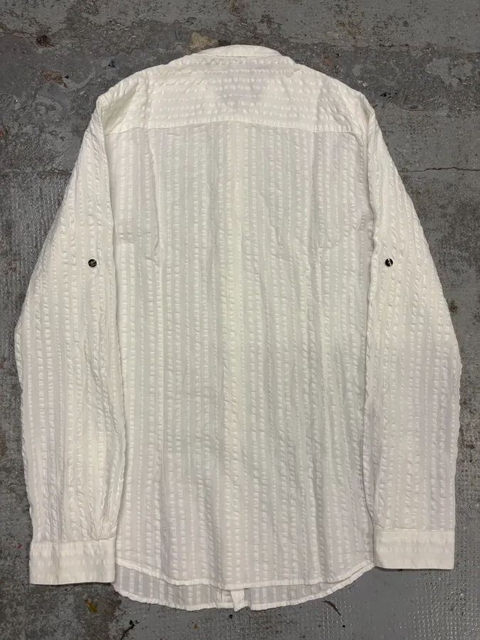 2000s Dolce & Gabbana White 3D Relief Mao Shirt - Image 6
