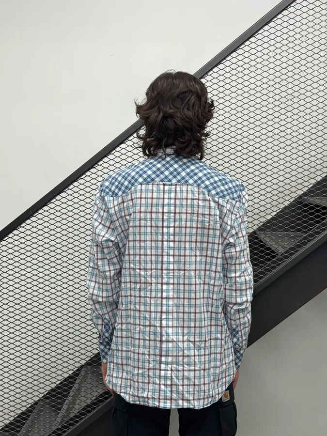 2000s Dolce & Gabbana White & Blue Regular Checkered Shirt - Image 3