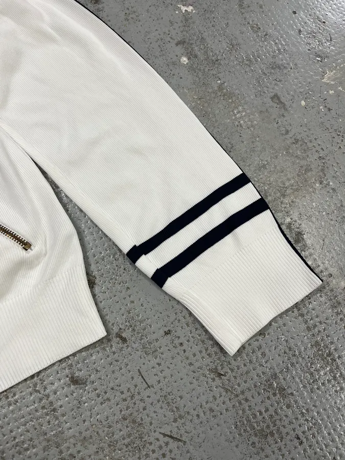 2000s Dolce & Gabbana White & Blue Striped Zip-up Cardigan - Image 6