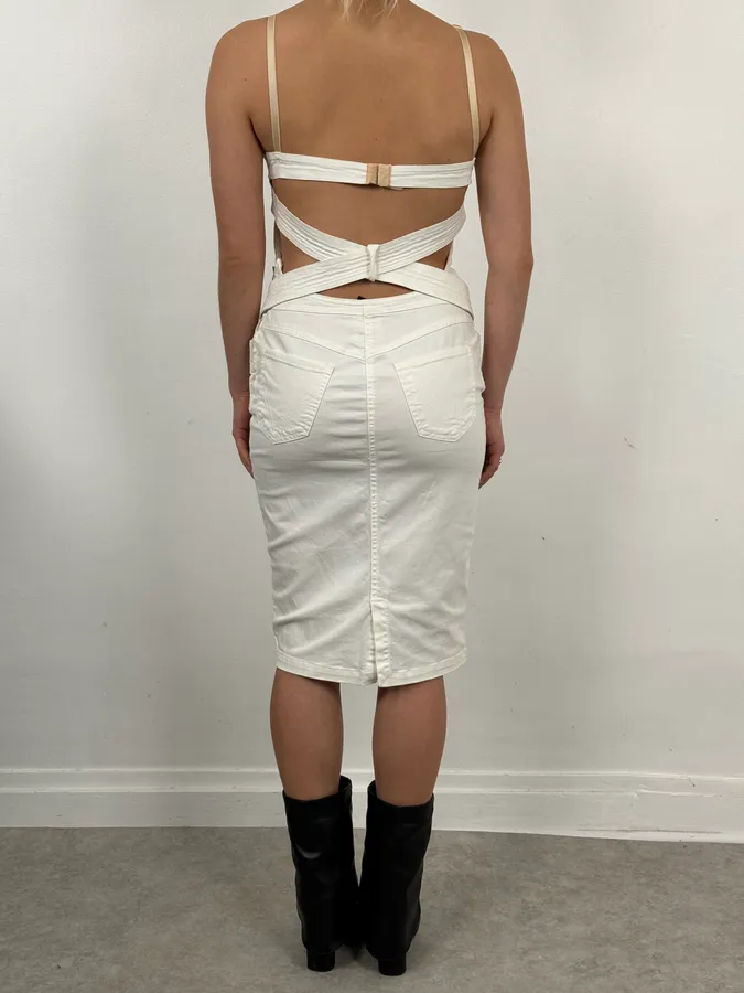 2000s Dolce & Gabbana White Cargo Bondage Dress - Image 3