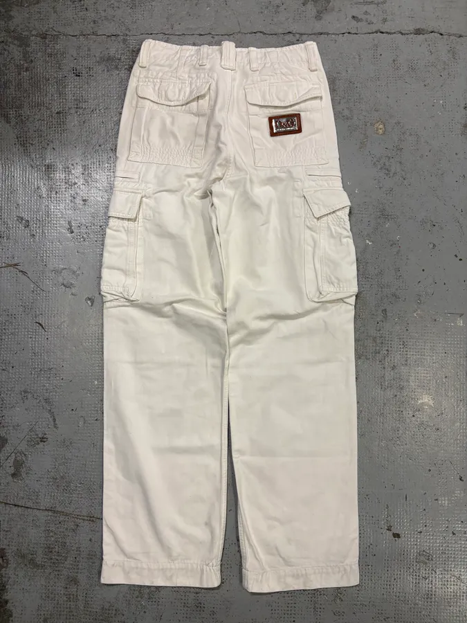 2000s Dolce & Gabbana White Cotton Cargo Pants - Image 6