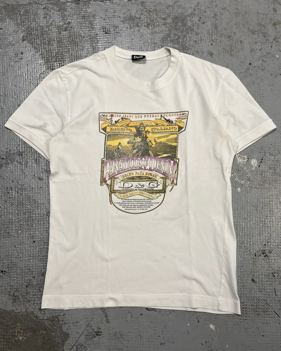 2000s Dolce & Gabbana White Graphic Fanatious T-Shirt