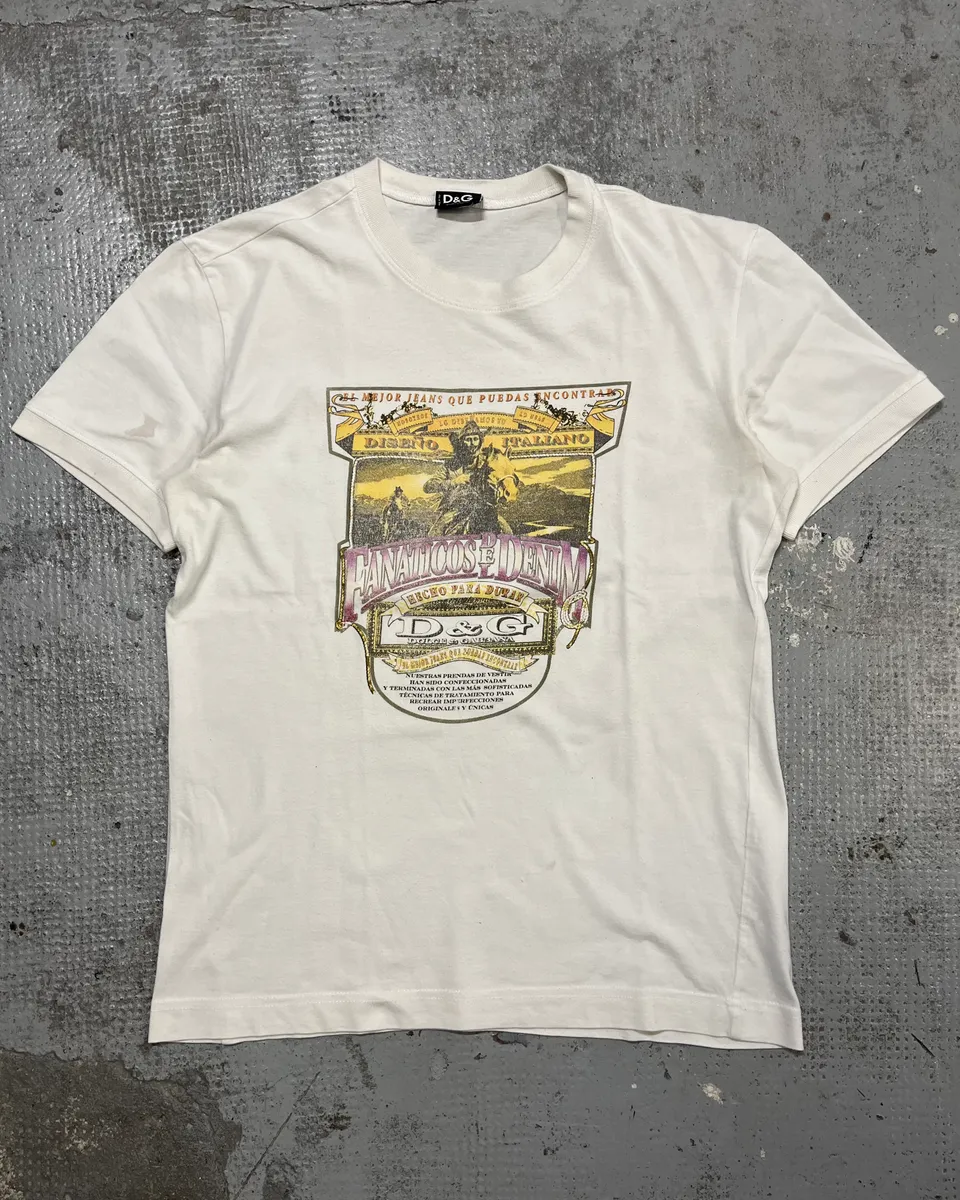 2000s Dolce & Gabbana White Graphic Fanatious T-Shirt - Image 4