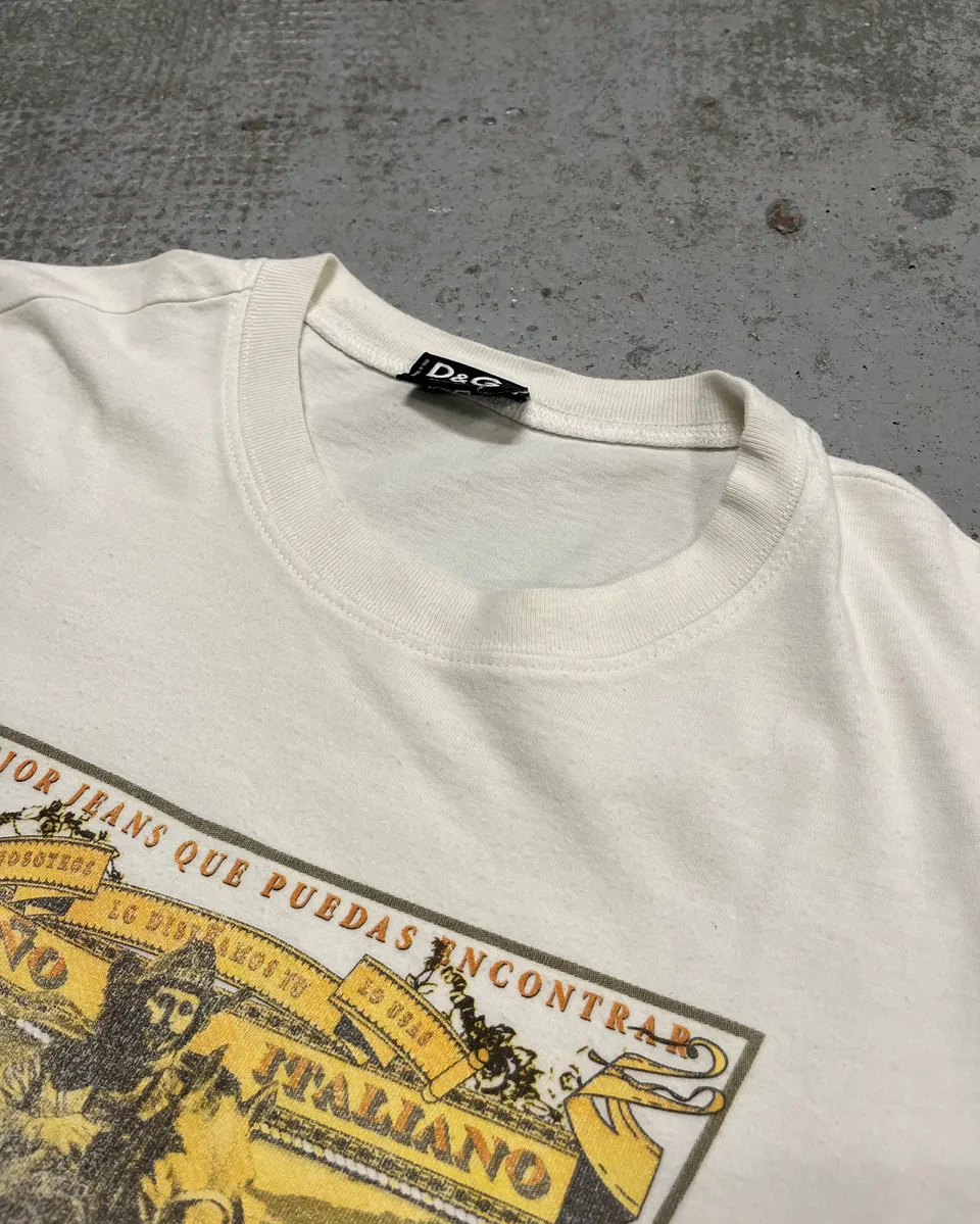 2000s Dolce & Gabbana White Graphic Fanatious T-Shirt - Image 5