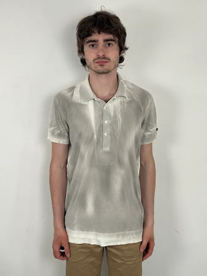 2000s Dolce & Gabbana White & Grey Polo - Image 2
