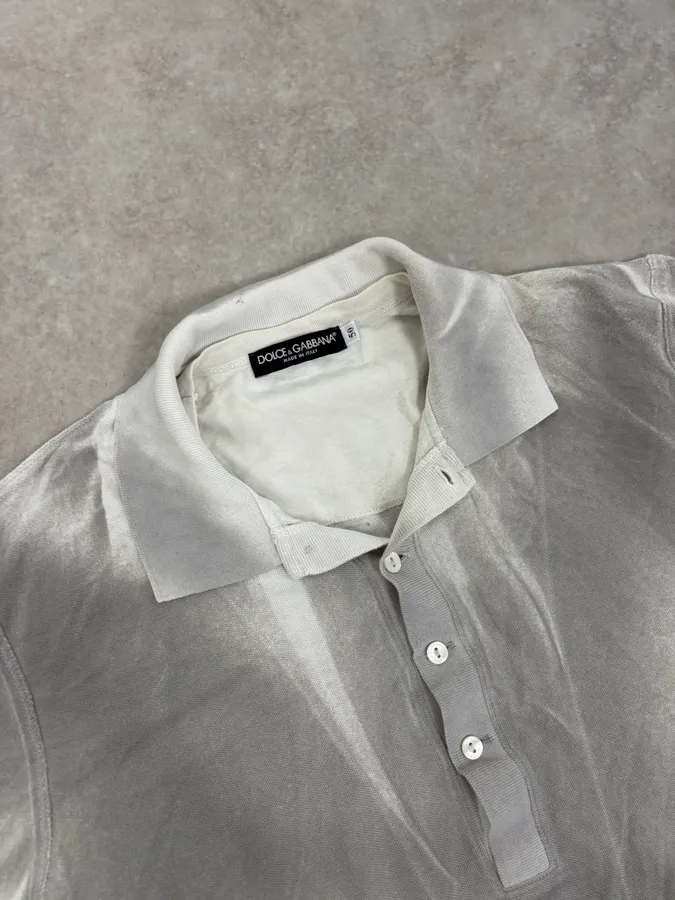 2000s Dolce & Gabbana White & Grey Polo - Image 5