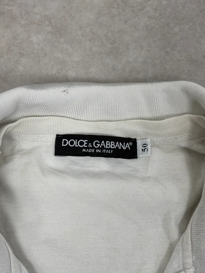 2000s Dolce & Gabbana White & Grey Polo - Image 9