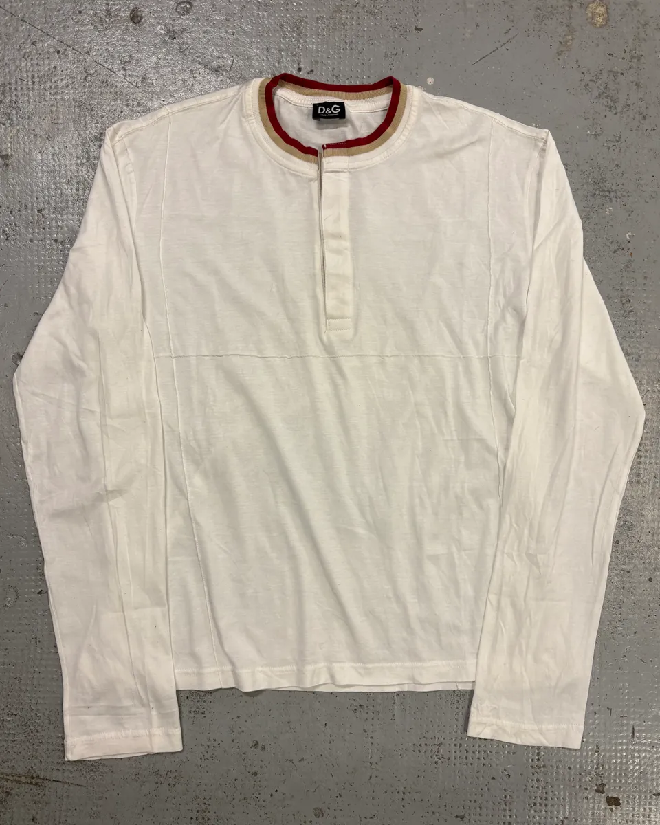 2000s Dolce & Gabbana White Henley T-Shirt