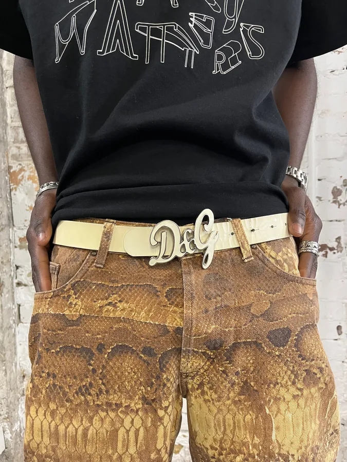 2000s Dolce & Gabbana White Leather Belt