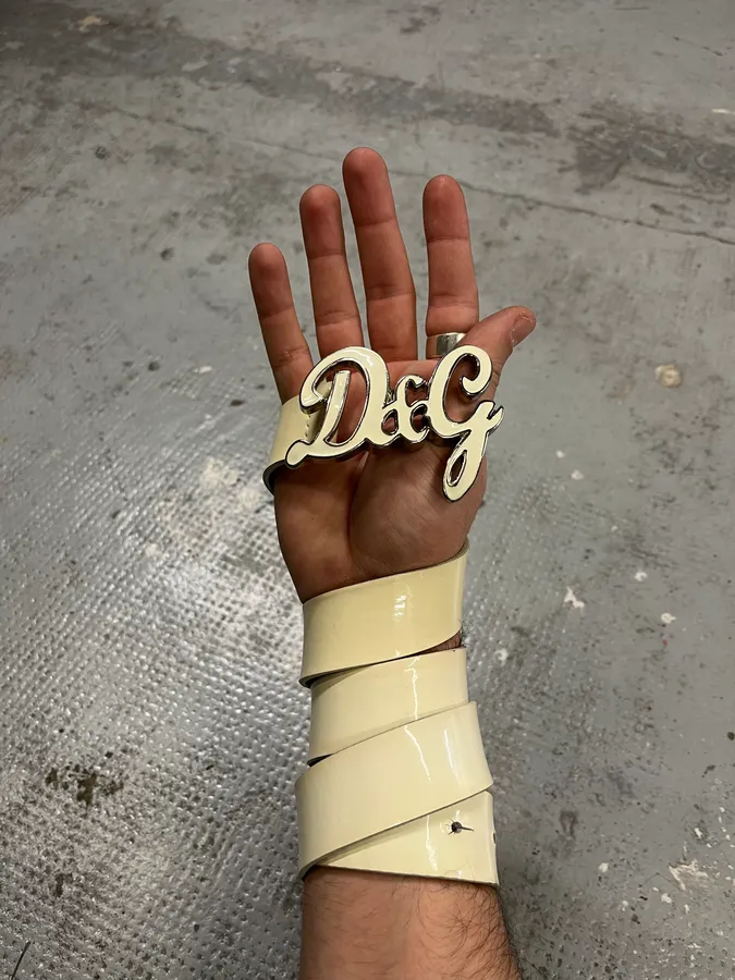 2000s Dolce & Gabbana White Leather Belt - Image 2