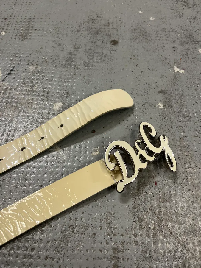 2000s Dolce & Gabbana White Leather Belt - Image 5